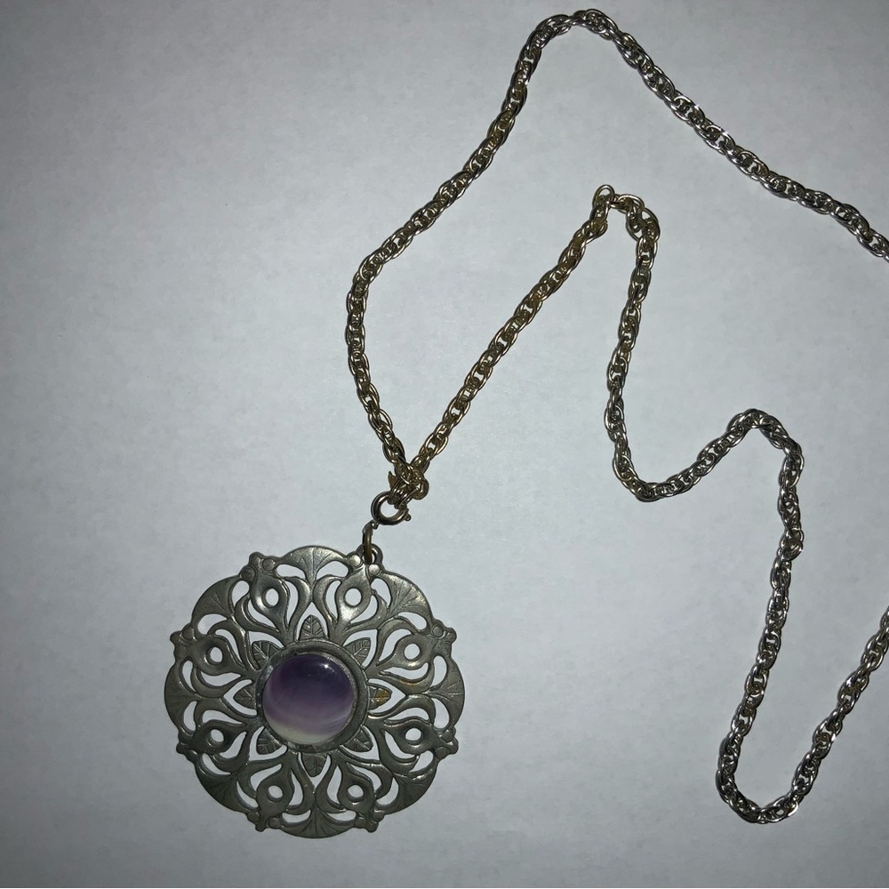 REED AN BARTON PEWTER Necklace.  25in. - Picture 2 of 4